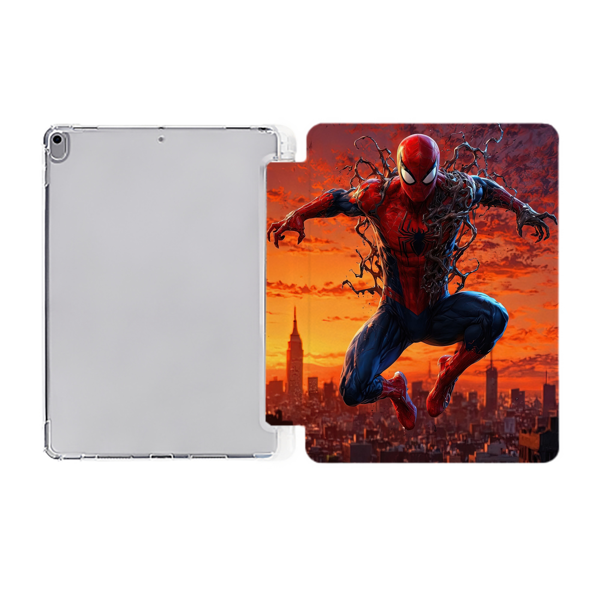 （画像用） Spider Man スパイダーマン IPad ケース ペン収納付き 三つ折りスタンド PUレザー×シリコン 対応機種9.5/10.5/10.9インチ